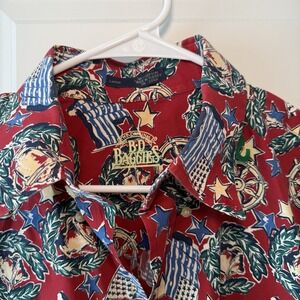 B.D. Baggies Shirt Mens L Red Patriotic Nautical Print Button Down